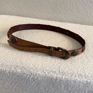 Anthropologie Tan Brown Leather Studded Western Belt